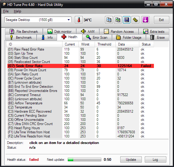 Testy HDD S.M.A.R.T. HDTune