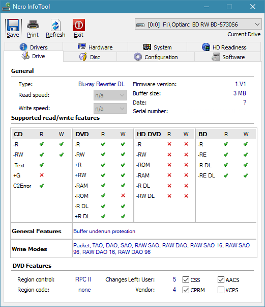 Optiarc BD-5730S-infotool.png