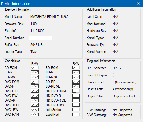 Panasonic / Matshita UJ260-device-info.png