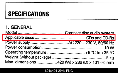 Pioneer PDR-05  Compact Disc Recorder 1995r.-specs.png