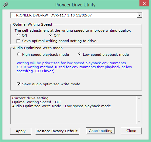 Audio Optimized Write  - Pioneer DVD Drive-2016-11-01_15-39-31.png