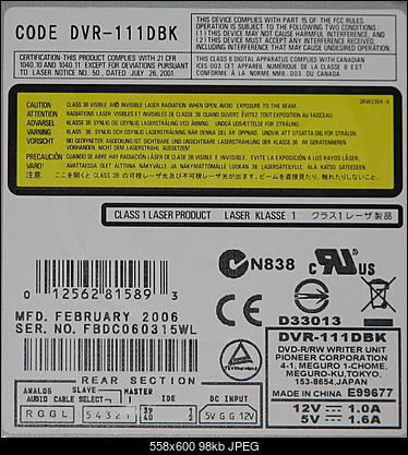 Pioneer DVR-111 D\BK\DBK\DSV\L   \ DVR-A11\A11XL-111etykieta.jpg