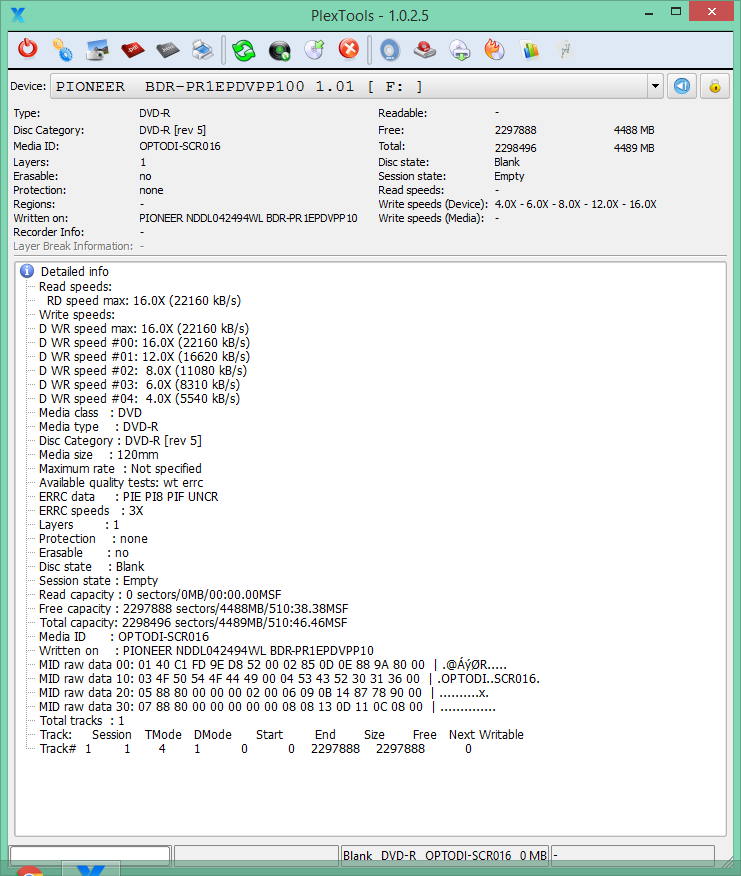 Primera PlexDisc  ArchivDisc DVD-R  OptoDisc Tajwan MID: OPTODISCR016-4.png