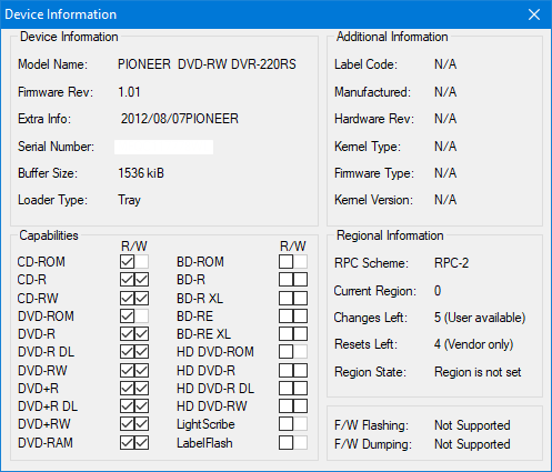 DVRTool v1.0 - firmware flashing utility for Pioneer DVR/BDR drives-device-info.png