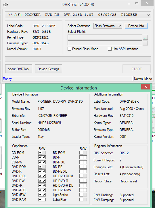 DVRTool v1.0 - firmware flashing utility for Pioneer DVR/BDR drives-2018-03-28_13-14-59.png