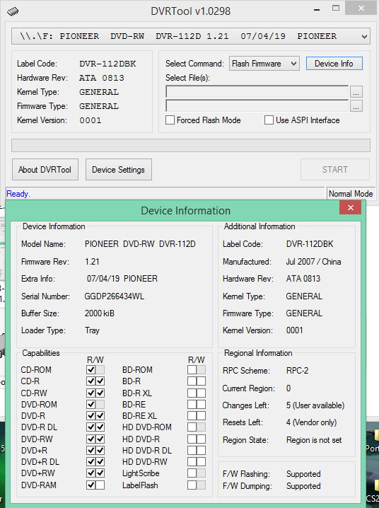 DVRTool v1.0 - firmware flashing utility for Pioneer DVR/BDR drives-2018-05-10_13-59-54.png