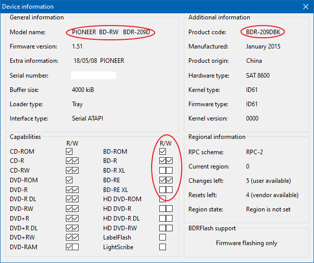 DVRTool v1.0 - firmware flashing utility for Pioneer DVR/BDR drives-original-bdr-209d_deviceinfo.png