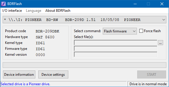 DVRTool v1.0 - firmware flashing utility for Pioneer DVR/BDR drives-bdrflash-main-screen.png