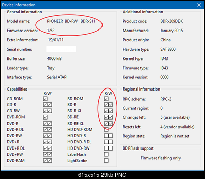 DVRTool v1.0 - firmware flashing utility for Pioneer DVR/BDR drives-after-crossflash-deviceinfo.png