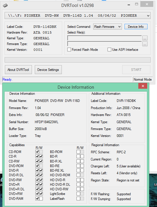 DVRTool v1.0 - firmware flashing utility for Pioneer DVR/BDR drives-2016-09-05_12-48-08.png