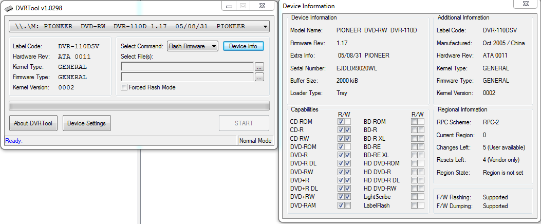 DVRTool v1.0 - firmware flashing utility for Pioneer DVR/BDR drives-przechwytywanie01.png