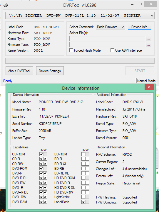 DVRTool v1.0 - firmware flashing utility for Pioneer DVR/BDR drives-2017-01-19_14-06-41.png