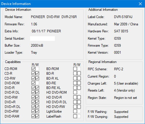 DVRTool v1.0 - firmware flashing utility for Pioneer DVR/BDR drives-device-info.png