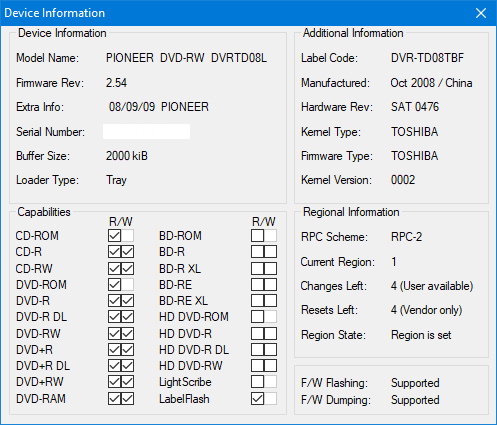 DVRTool v1.0 - firmware flashing utility for Pioneer DVR/BDR drives-device-info.png