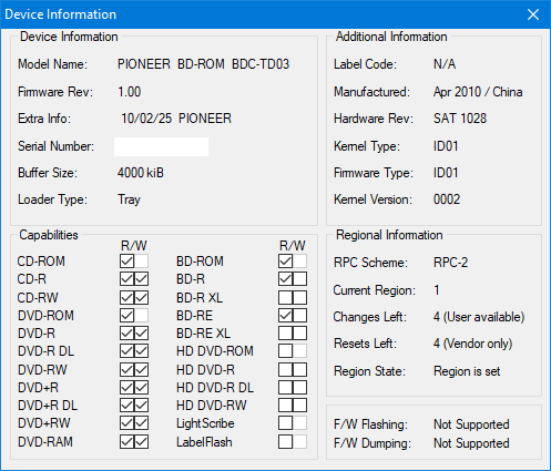 DVRTool v1.0 - firmware flashing utility for Pioneer DVR/BDR drives-device-info.png