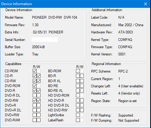 DVRTool v1.0 - firmware flashing utility for Pioneer DVR/BDR drives-device-info.png