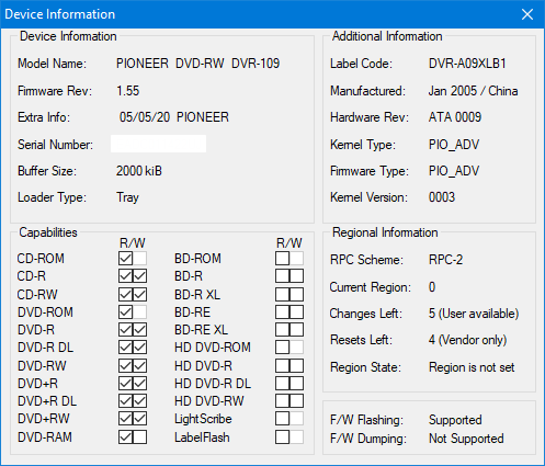 DVRTool v1.0 - firmware flashing utility for Pioneer DVR/BDR drives-device-info.png